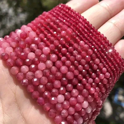 Red synthetic ruby faceted beads 4 mm